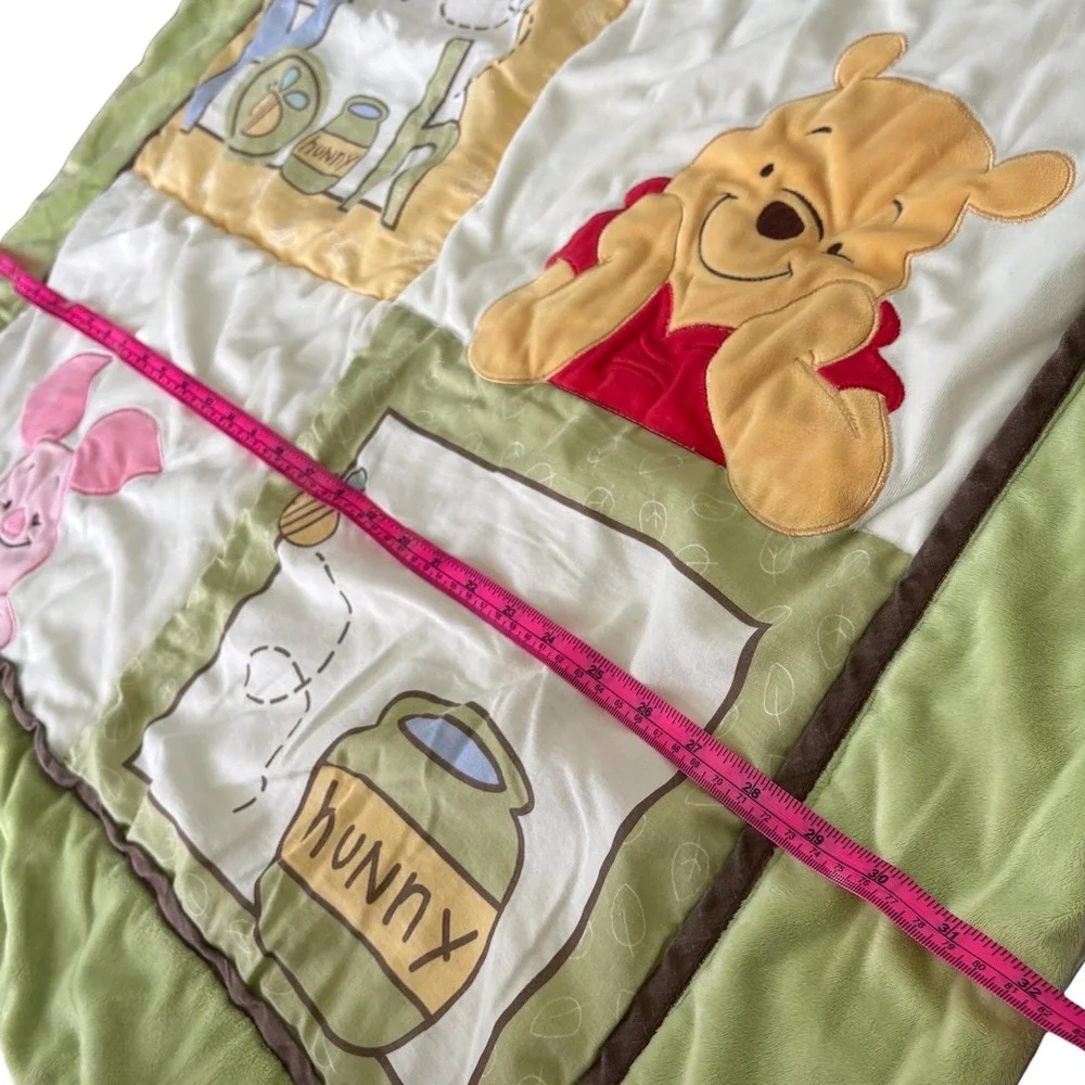Disney Winnie the Pooh Tigger Piglet Baby Nursery Quilt Blanket Sage Green 41x32